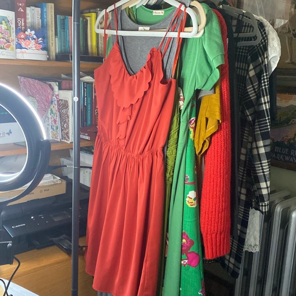 DOE & RAE strappy dress with ruffle front